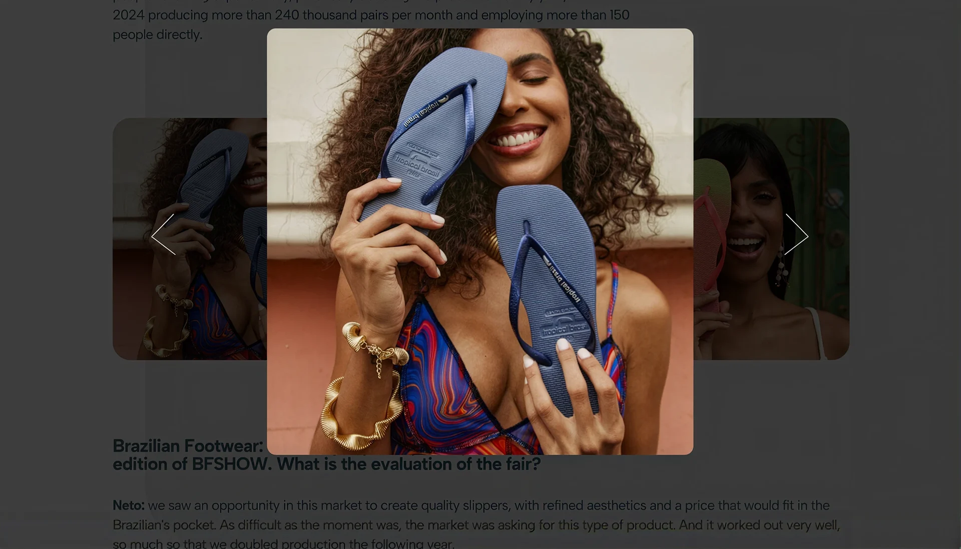 Conteúdo editorial da plataforma, com galeria de imagens.
