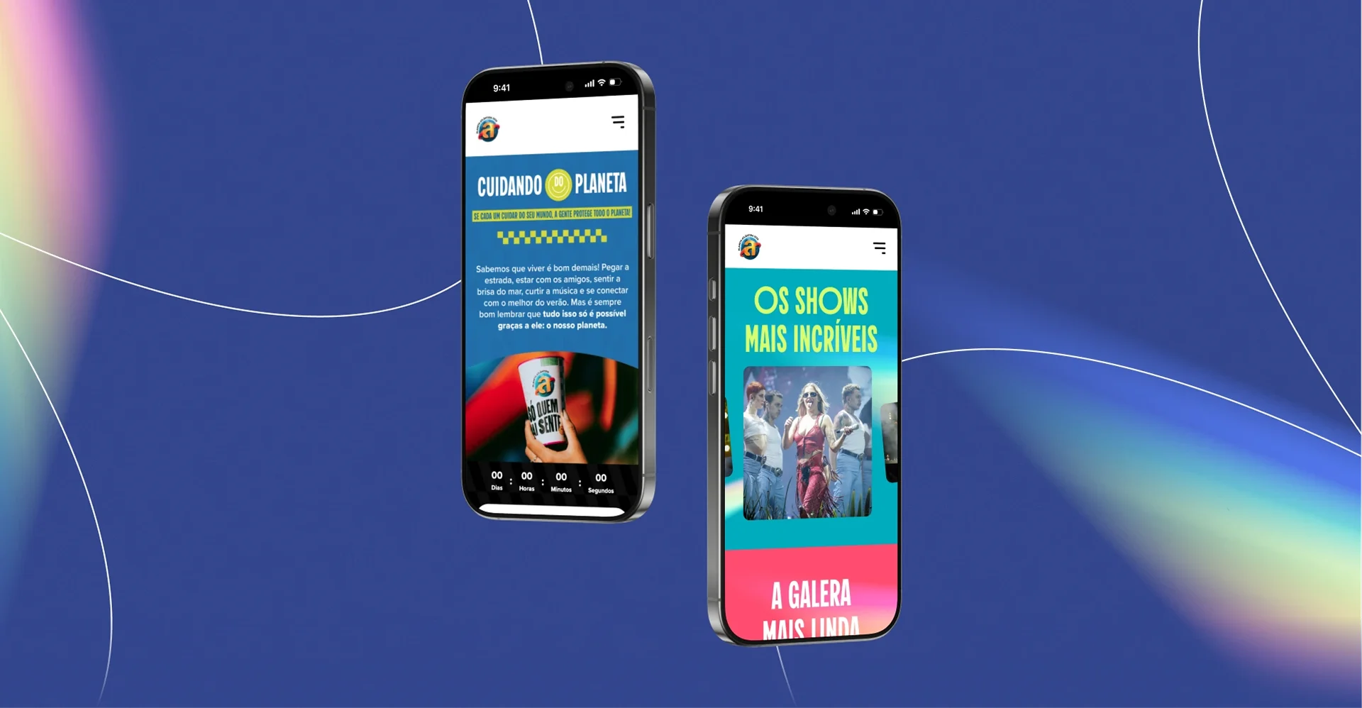 Site do Planeta Atlântida em dois celulares.