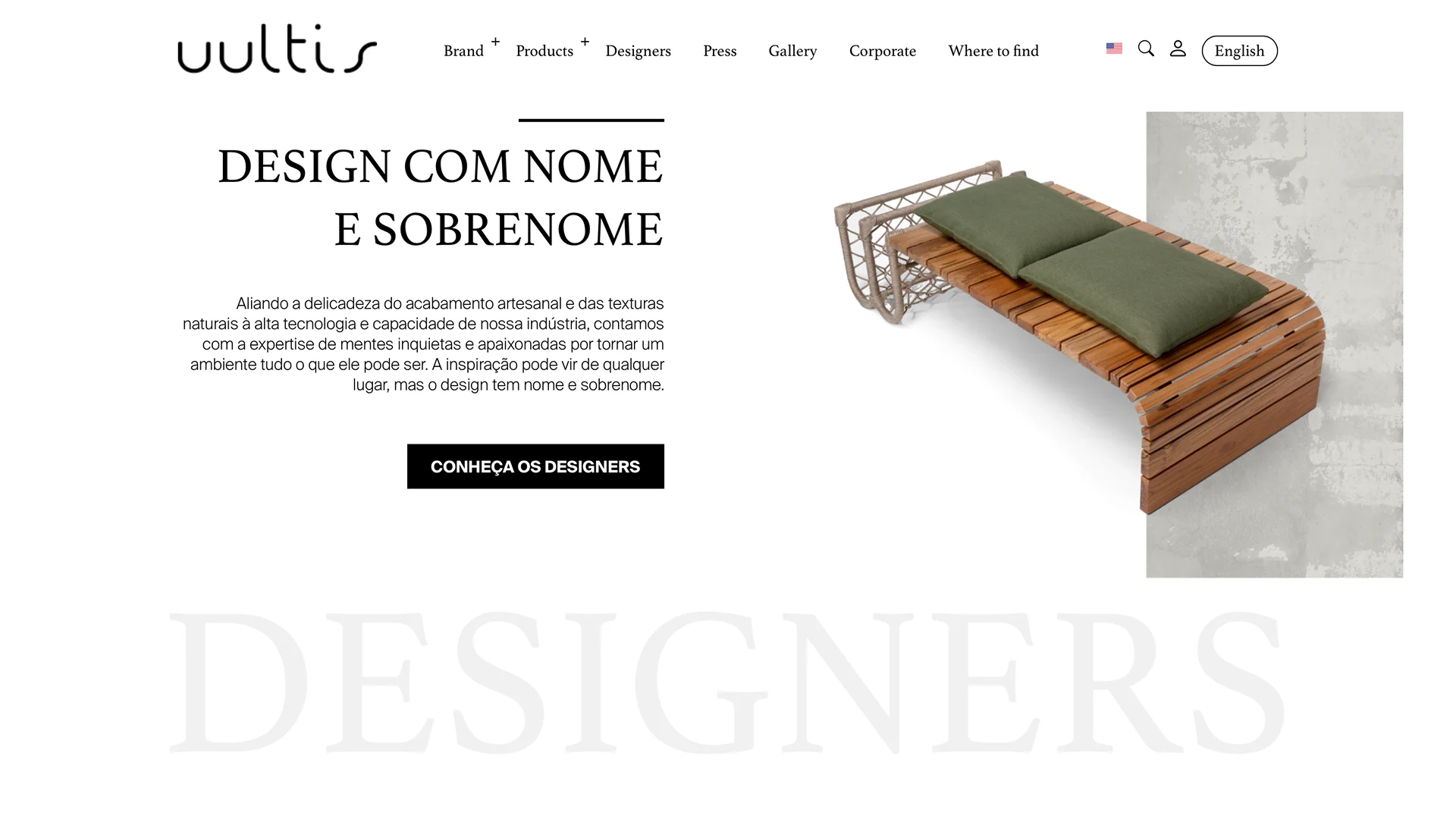 Seção de designers no site da Uultis.